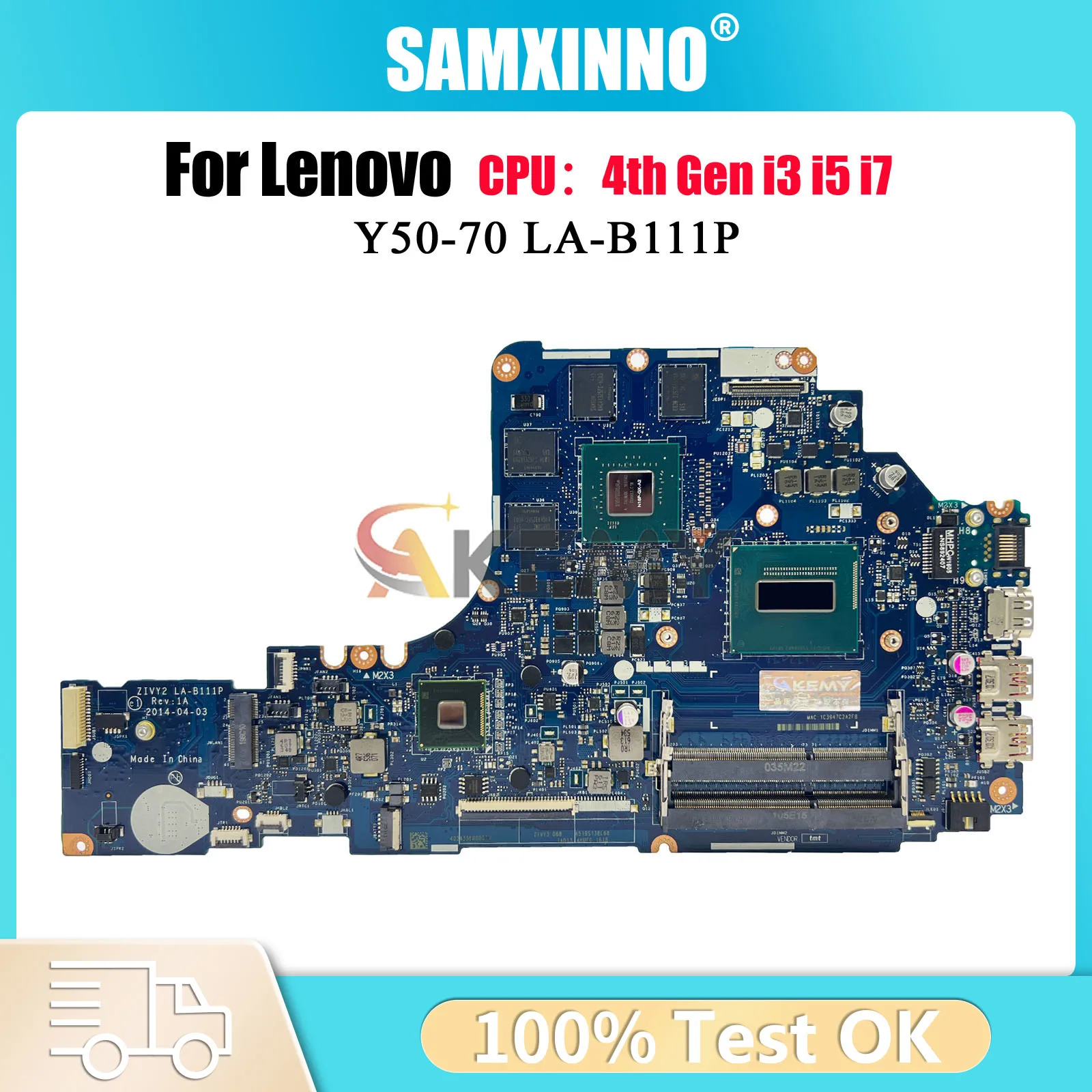 لينوفو Y50-70 اللوحة الأم للكمبيوتر المحمول LA-B111P مع i5 i7 4th Gen GTX960M 860M 2GB 4GB GPU 100% تم اختبارها بالكامل