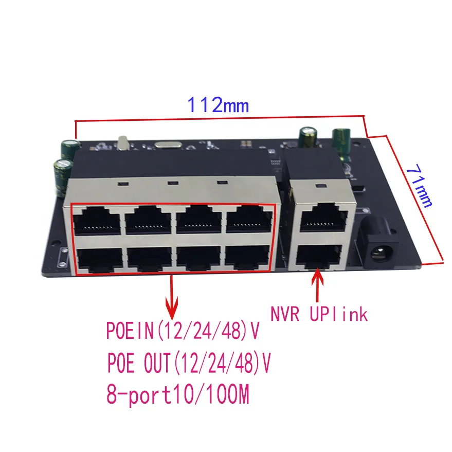 POE12V-24V-48V POE12V/24V/48V POE OUT12V/24V/48V przełącznik poe 100 mb/s POE poort;100 mb/s UP Link poort; poe zasilany przełącznik NVR