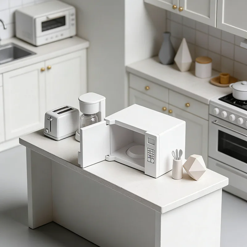 

1:12 Scale Dollhouse Miniature Microwave Oven, Openable Door Kitchen Appliance Model, Toy House Decor Accessory for Diorama