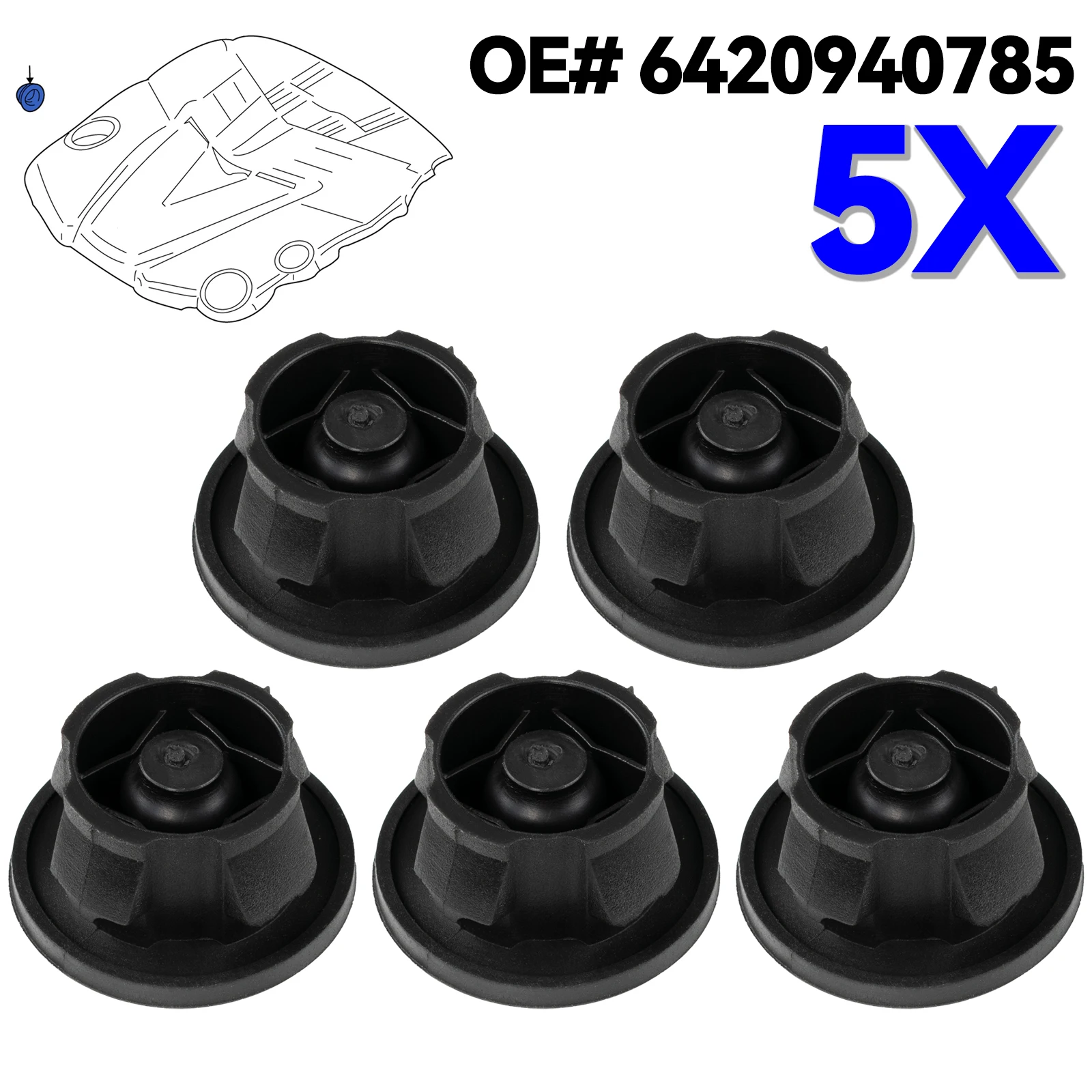 

5PCS Engine Cover Grommets Bung Absorbers Trim Mounting Buffer Auto Replacement Protective Rubber Mat for Mercedes 6420940785