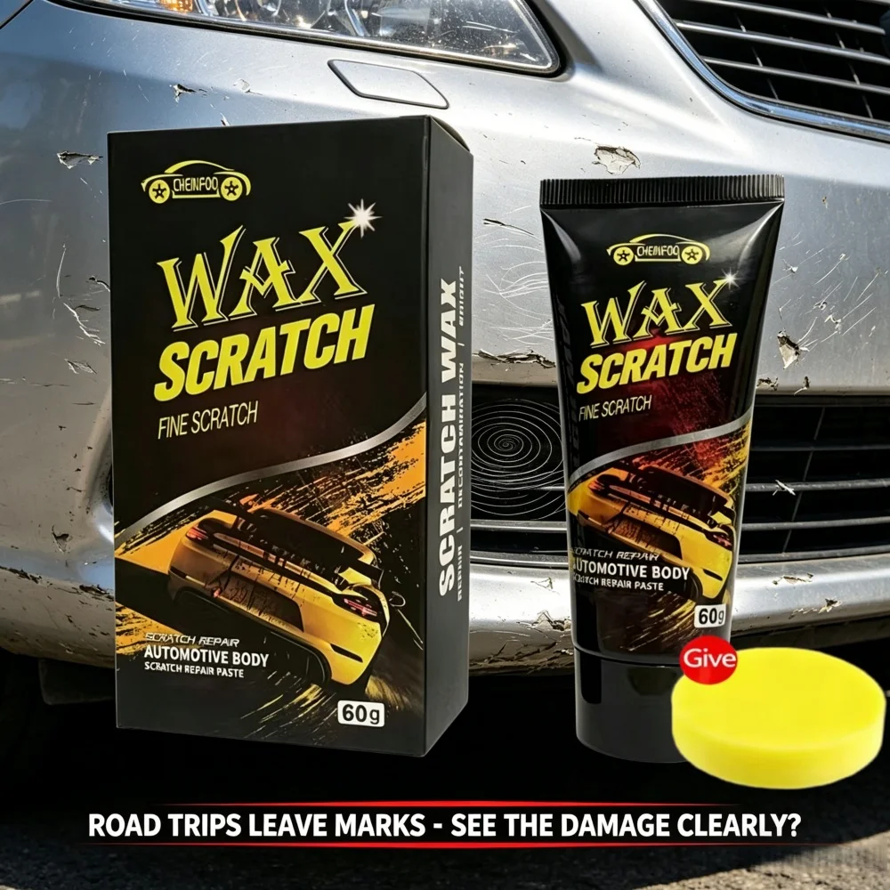 CHEINFOO 60g Car Scratch Remover Wax, Ideal for Road Trips, Fixes Stone Chips & Swirl Marks