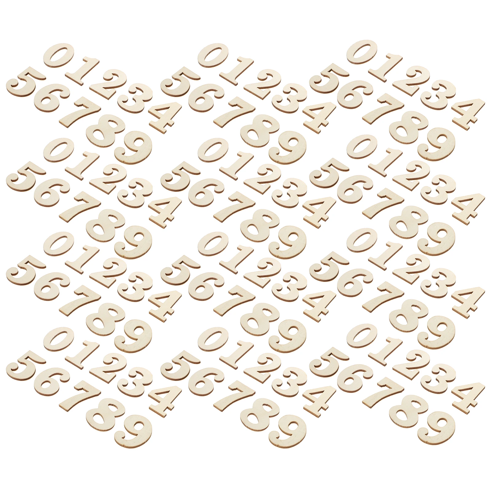 

100 Pcs Numbers Unpainted Clock DIY Retro Style Decoration Kit Durable Reusable Sewing Craft Wooden Arabic Number Supplies
