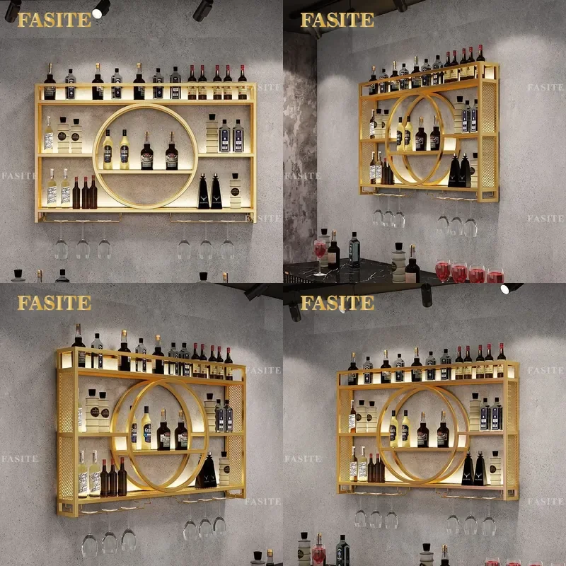 For Nordic Wrought Iron Wine Rack Wall Mounted Metal Shelf Hanging Cup Holder Creative Red Wine Display Rack Home Decor