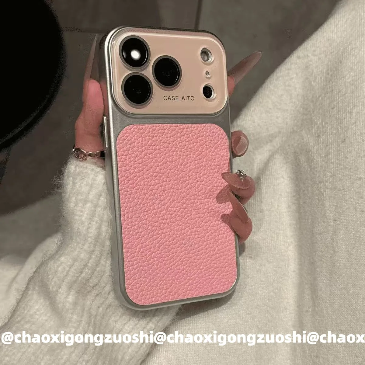 Coque de téléphone pour iPhone 17 Pro Max, Apple 16, 15, motif cuir litchi rétro de grande valeur, collection automne-hiver, pour femmes