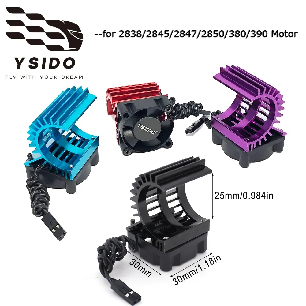 YSIDO 30x30mm disipador de calor del Motor y ventilador de refrigeración para 2838/2845/2847/2850/380/390 motores Wltoys HSP 28006 1/16 1/14 1/12 RC actualización de coche