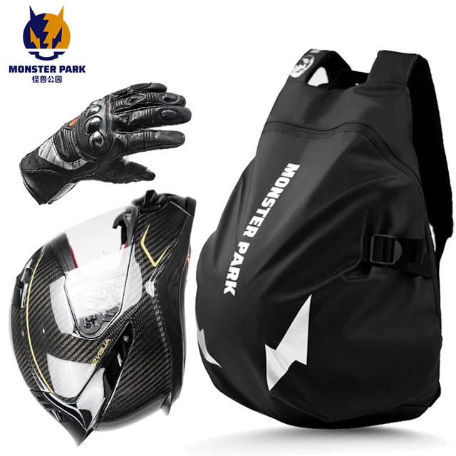 Monster Park Black Motorcycle Backpack Waterproof Full Face Helmet Backpack Rider Bag Travel Bag Motorcycle Helmet Bags Men Bags Luggage AliExpress
