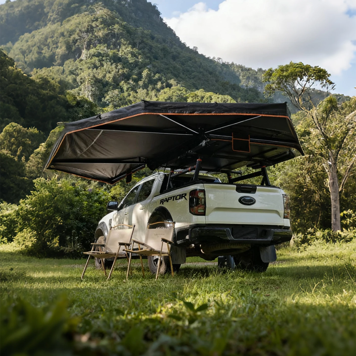 

4WD Outdoor Camping 4x4 Sunproof Car Roof Tent 270 Degree Retractable Side Awning for Car Tent With Leg Side Free Standing