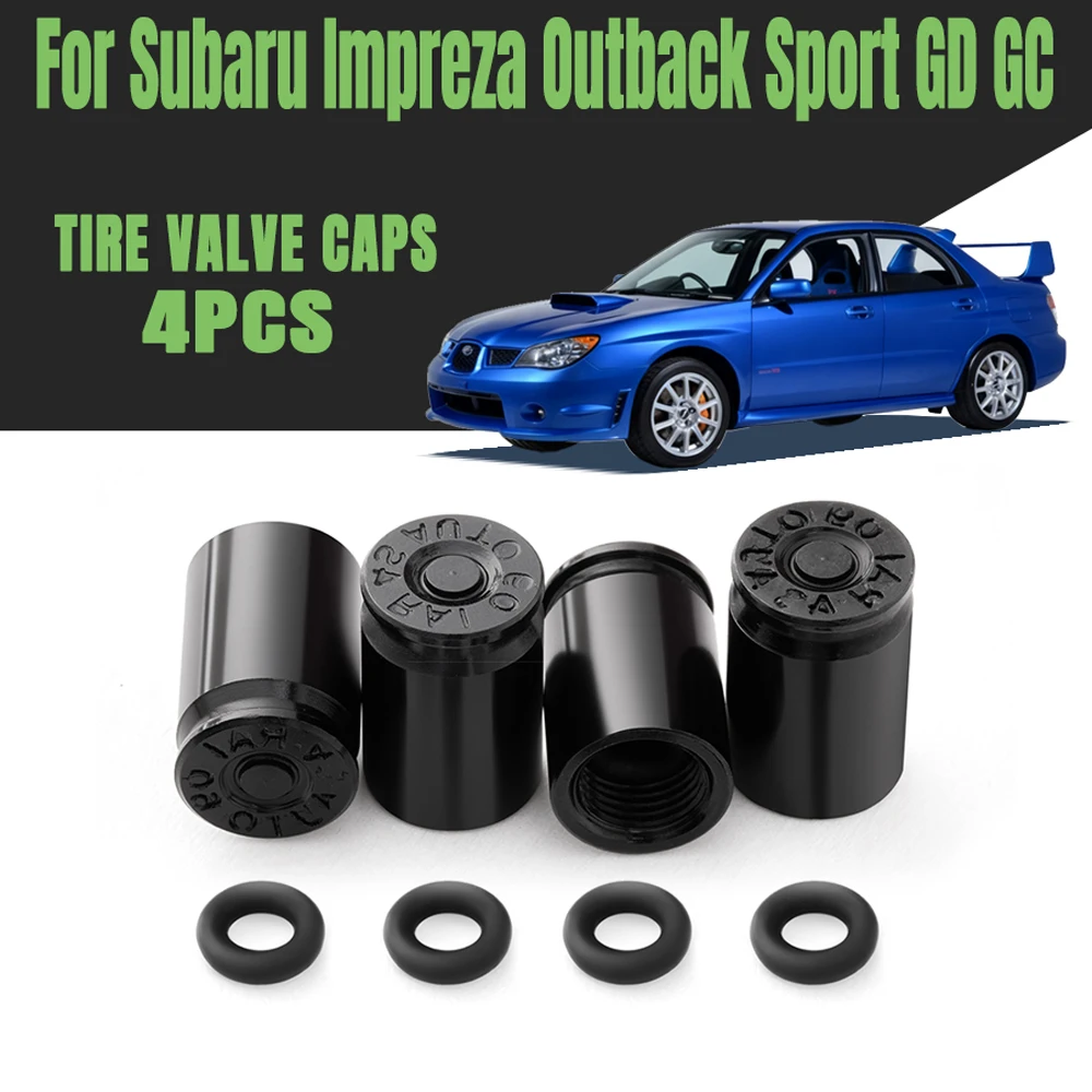 4PCS Car Wheel Tire Valve Caps Tyre Stem Covers Airdust Waterproof For Subaru Impreza Outback Sport GD GC 2001~2007 Accessories