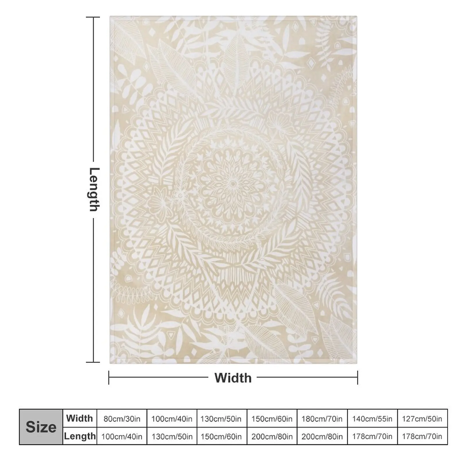 Medallion Pattern in Pale Tan Throw Blanket Single Giant Sofa Blankets