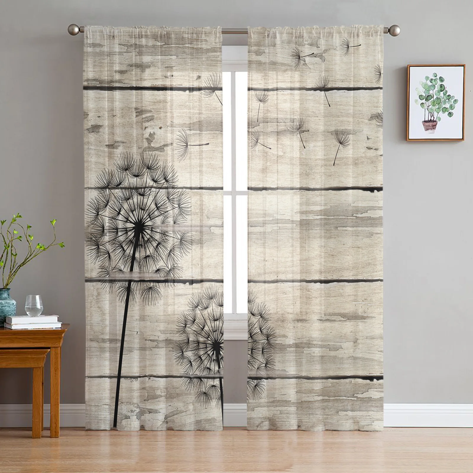 

Wooden Board Dandelion Simple Tulle Voile Curtains For Bedroom Window Curtain For Living Room Sheer Curtains Organza Drapes