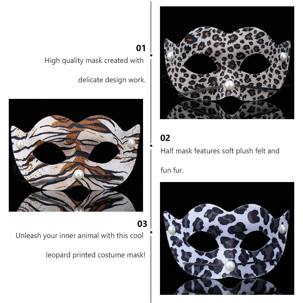 4 pçs pvc leopardo impressão máscaras para festa de halloween cosplay fantasia vestido adulto crianças fontes de festa de halloween máscaras com elástico