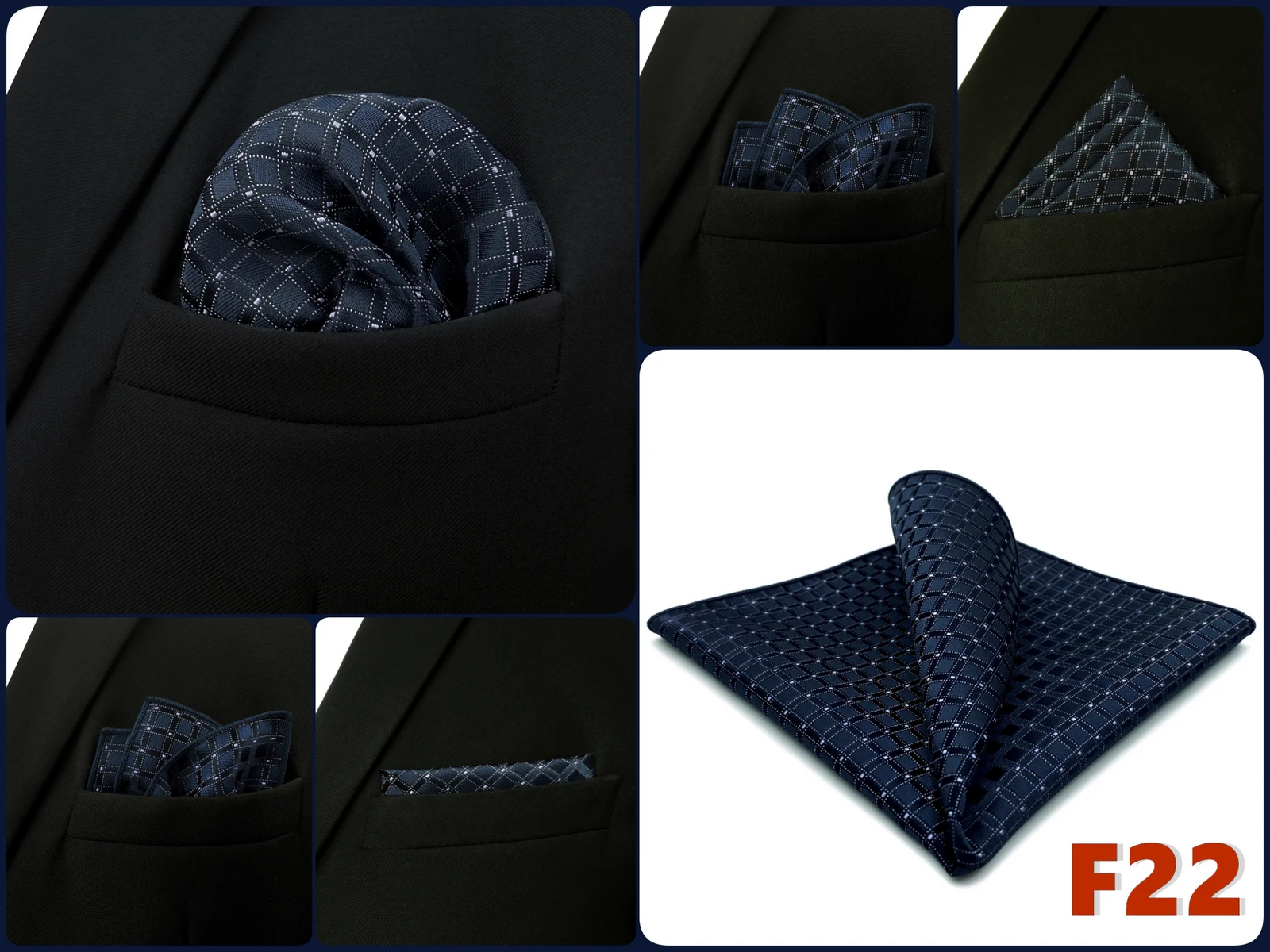 Pocket Square Handkerchief for Men Polka Dot Dots Plaid Check Checkered Suit Pocket Towel Hanky Mens Gift Wedding Business Party