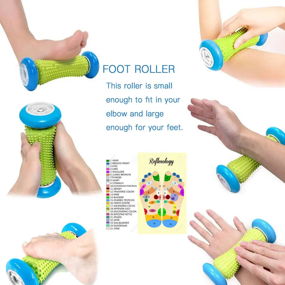 1 Foot Massage Roller and 2 Spiky Massage Balls for Plantar Fasciitis,Foot Arch Pain Relief; Deep Trigger Point Therapy Recovery