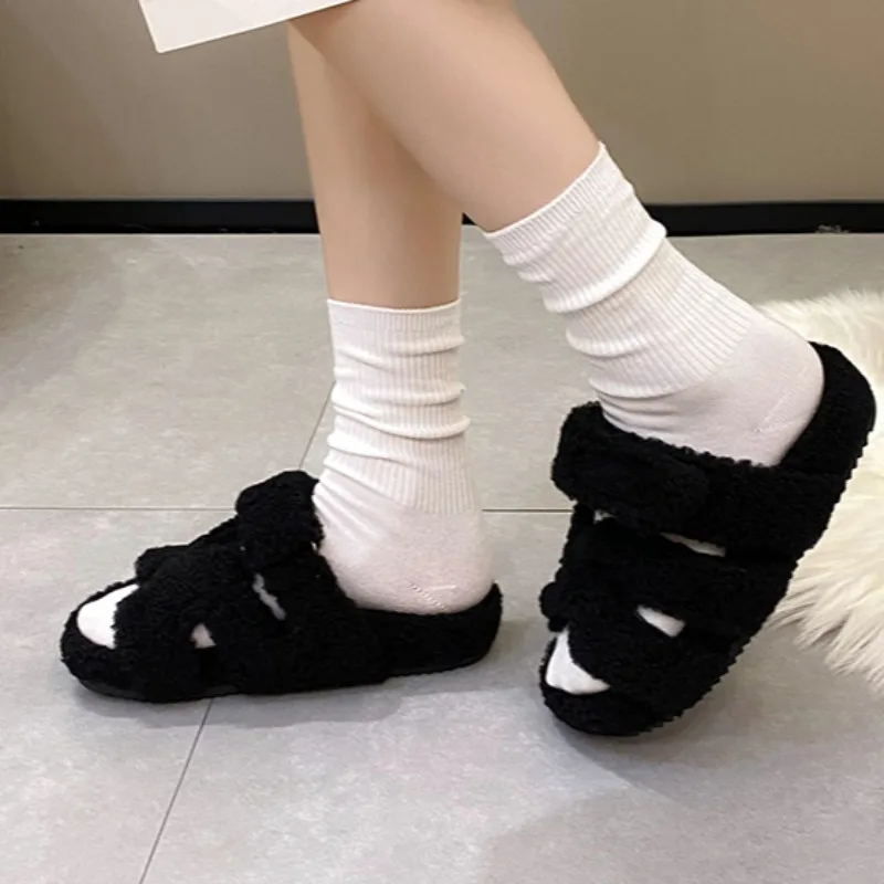 Women's Cotton Slippers 2024 Fashionnew Comfortable Thick Bottom Simple Solid Color Designeroutdoor Walkingwomen Casual Slippers