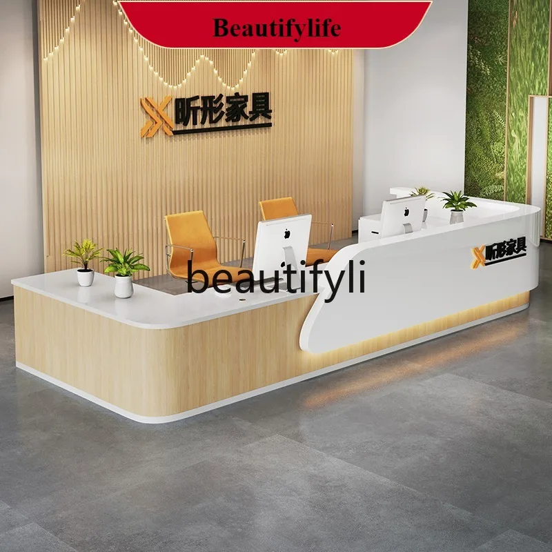 

zzqModern Minimalist Lacquer Company Front Desk Reception Bar Table Service Welcome Cashier Desk Custom Office Desk