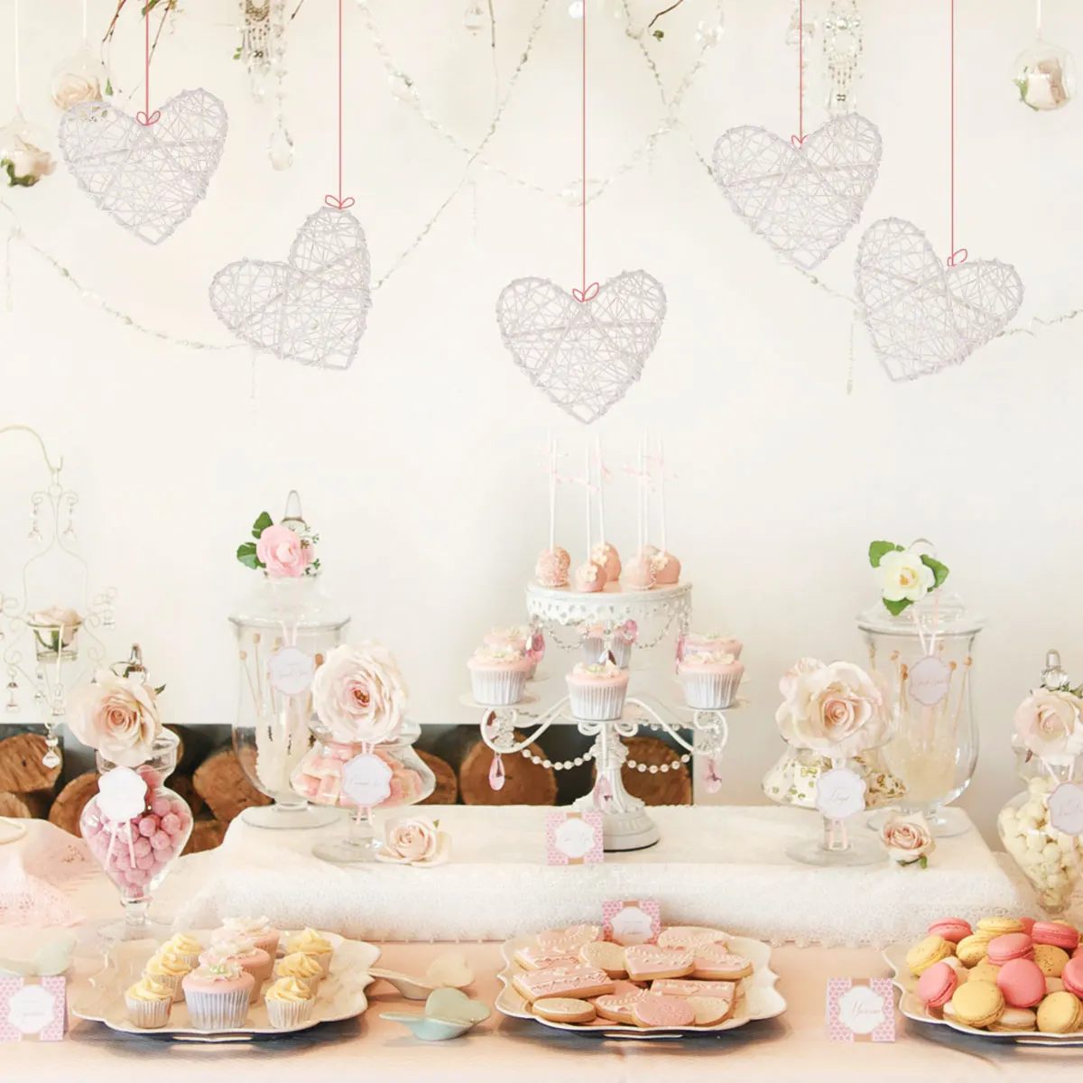 

5Pcs Heart Shaped Rattan Balls Wedding Decor Natural Material Centerpiece Party Supplies Home Nament Ball Craft Party Decoration
