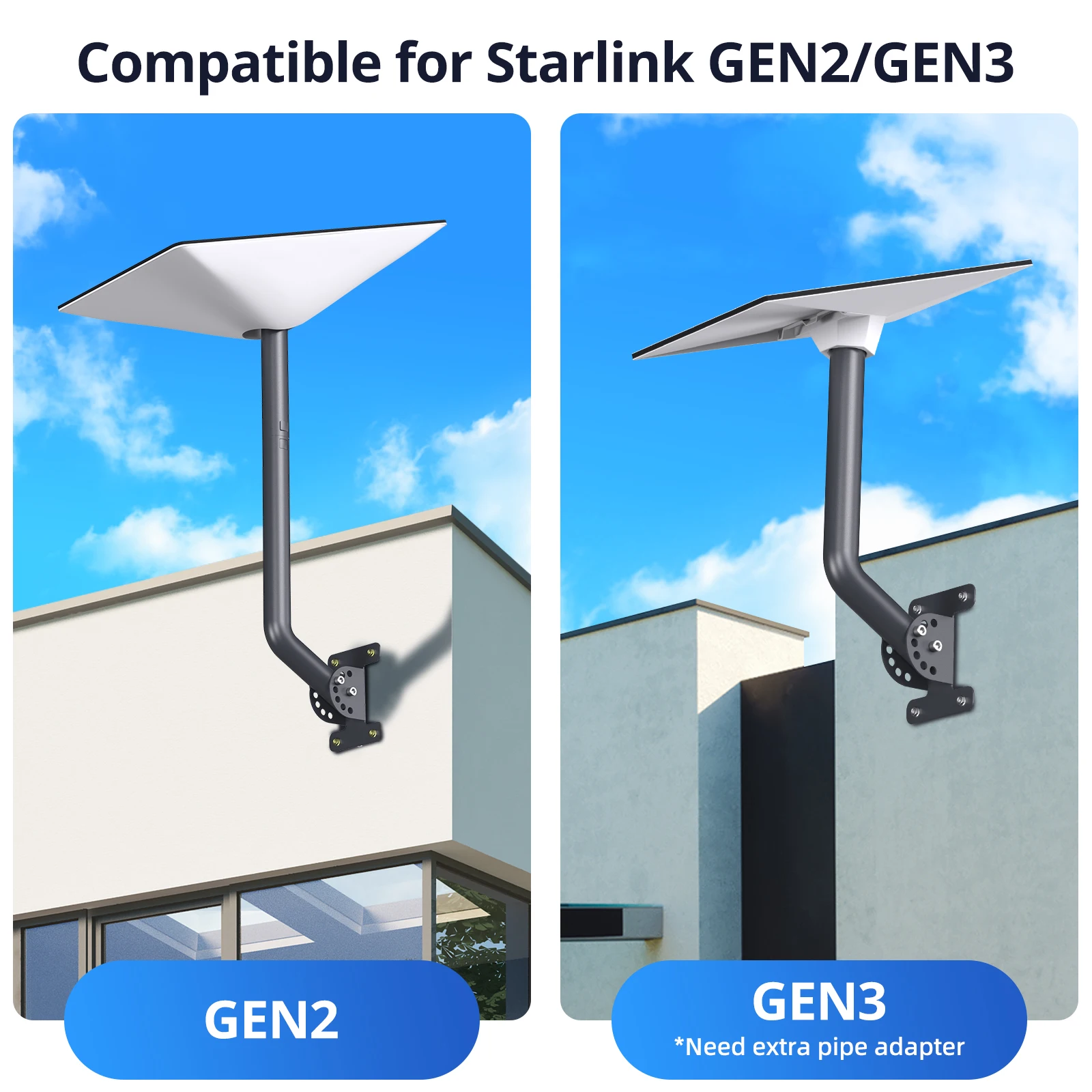 Starlinkv2用の調整可能な壁取り付けキット,耐候性,防風,インターネット用