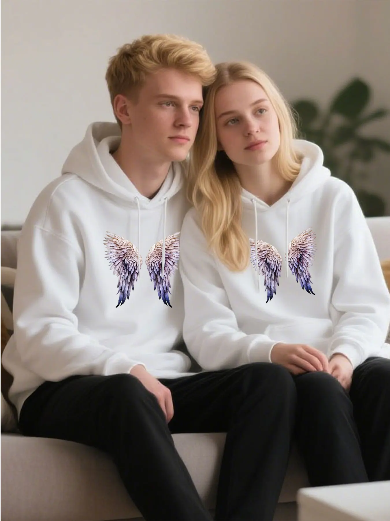 Sudadera con capucha de algodón suave con estampado de alas de ángel para regalo de Navidad