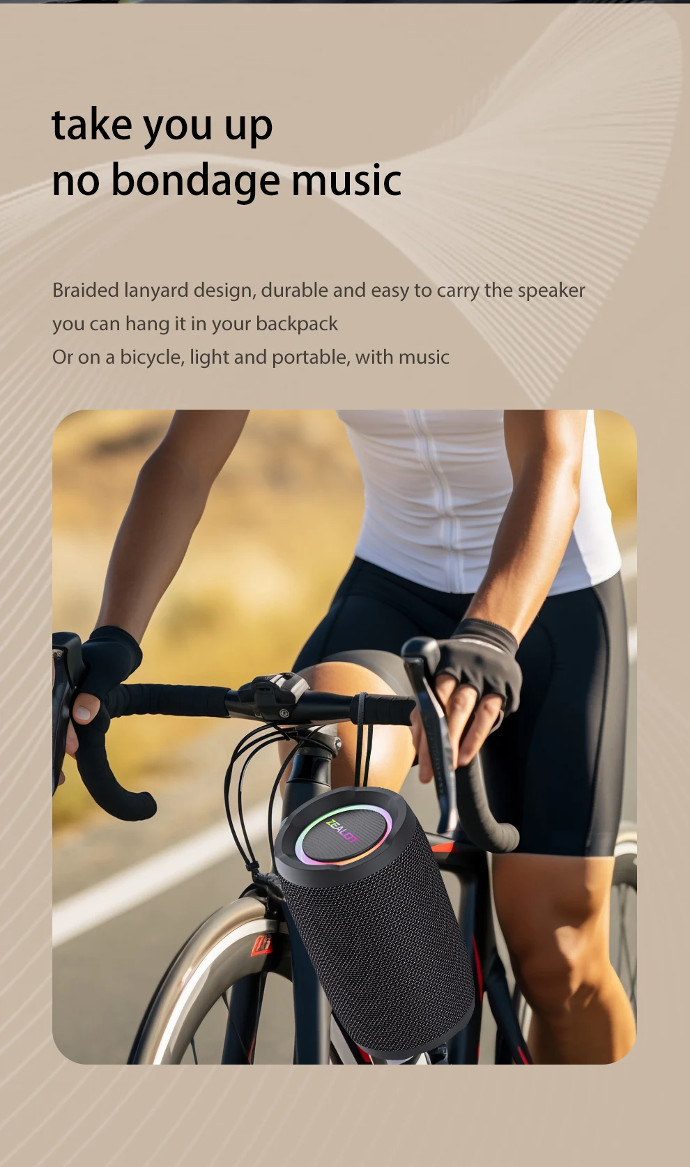 ZEALOT-S49 Tragbarer Bluetooth-Lautsprecher 360° Stereo-Sound 20W IPX6 Wasserdicht Kabelloser Bluetooth 5.2 Outdoor-Lautsprecher – Detail 11