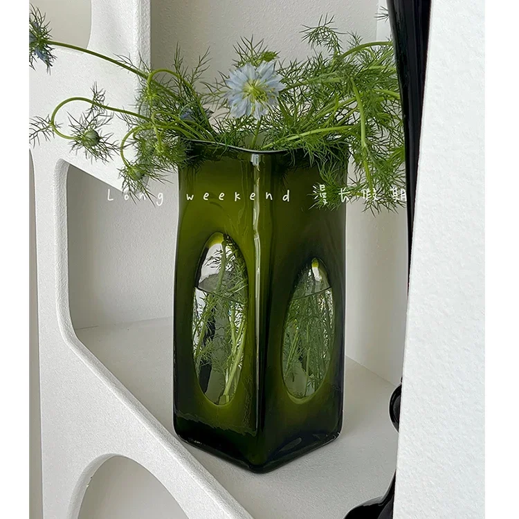 

French Style Mid-Ancient Glass Vase High Sense Living Room Decoration Hydroponic Flower Bed & Breakfast Soft Outfit