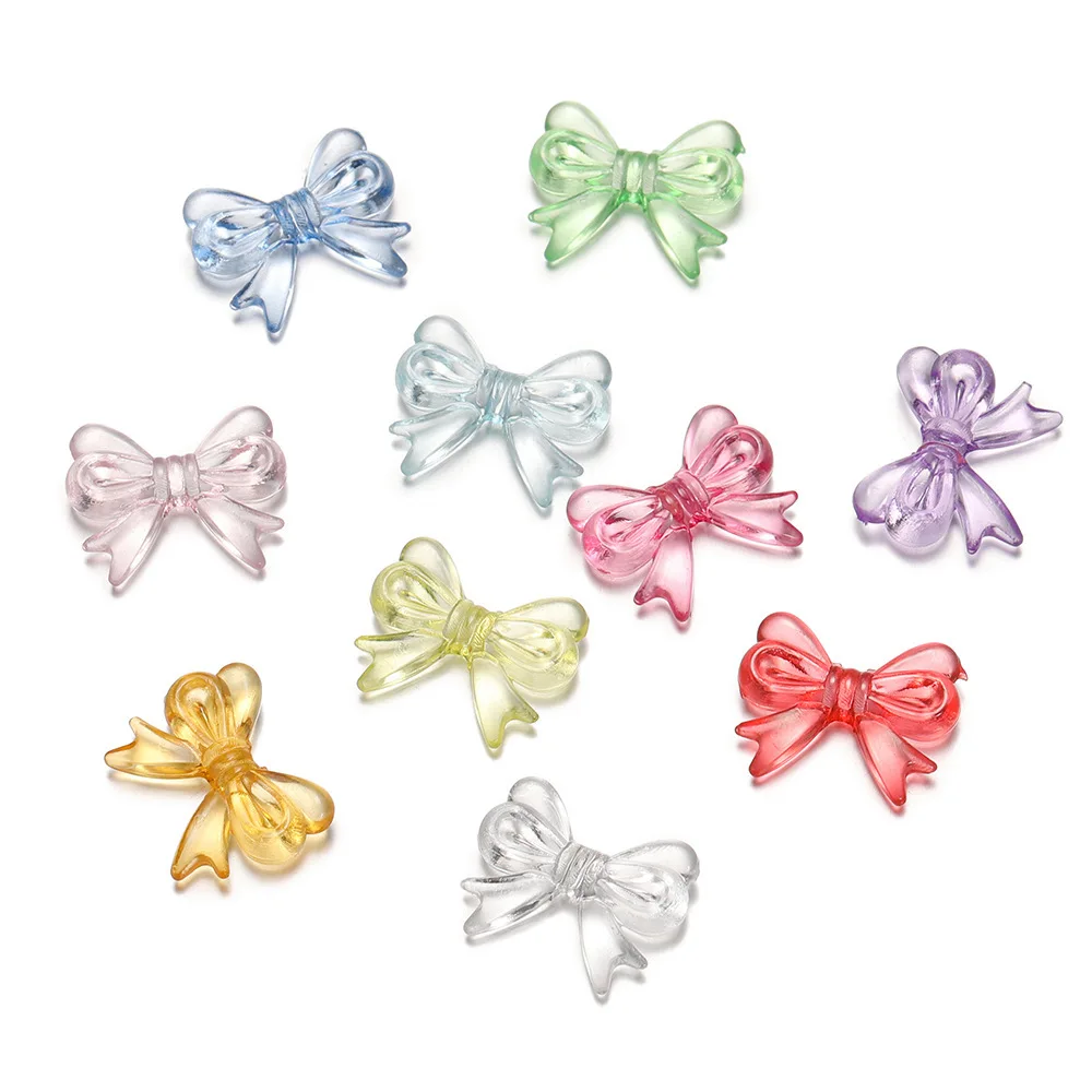 TX14 20Pcs/Lot 14x18mm Cute Bowknot Transparent Spacer Minimalist Beads Making Pendants Necklace Bracelet Jewelry Accessories