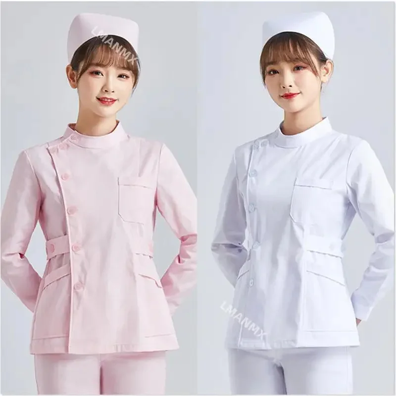 White Short Sleeve Scrubs Uniforms Women Pet Grooming Clinic Nursing Clothes Workwear Nurse Scrub Work Pink Medical Uniform