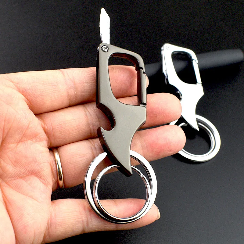 Multi function Key ring With Ffolding Knife Detachable Delivery Belt Bottle Opener Creative Personality Anti loss Key ring