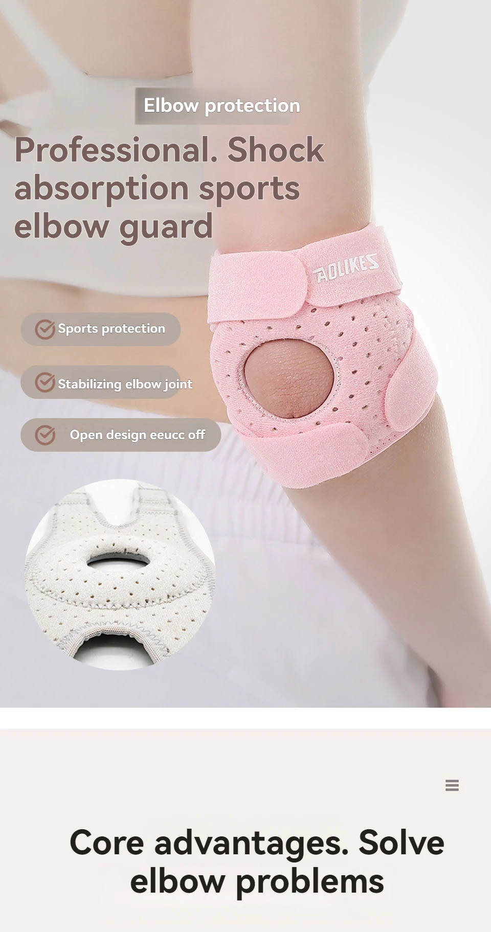 AOLIKES 1 Stück Ellenbogen-Kompressionsmanschette, Ellenbogenbandage für Tennis-Ellenbogen für Damen und Herren, Ellenbogenmanschette für Tennis, Golfer, Badminton – Detail 6