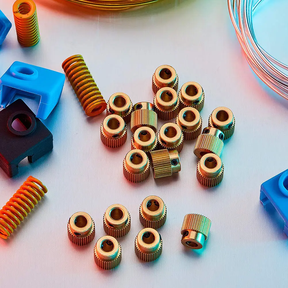 

10Pcs Brass Feeding Gear Wheel for 3D Printer Extrusion Wheel Lightweight Strong Bearing Capacity Stable Extruder Drive Gear