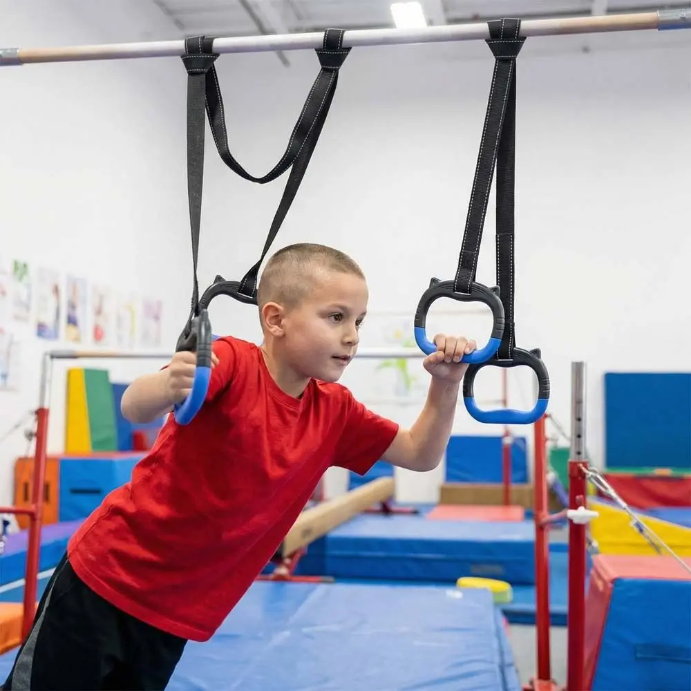 With Straps Gymnastic Rings Durable Non-Slip Pull Up Bar Adjustable Straps Arm Strength Fitness Exercise Ring