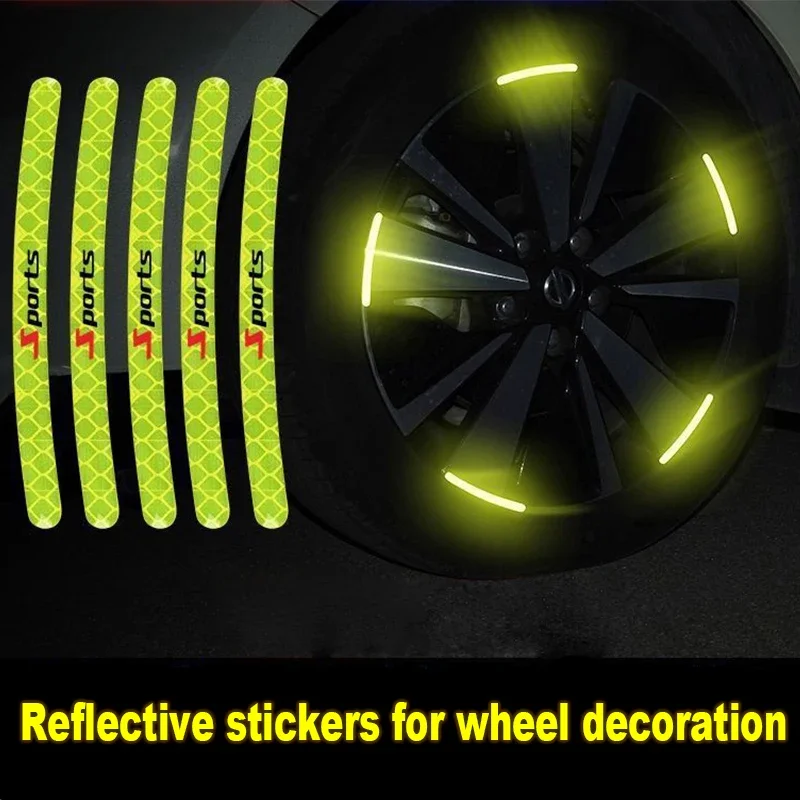 20pcs Universal Night Car Reflective Stickers Auto Moto Decor Car Motorcycle Wheel Reflective Strips Colorful Hub Stickers