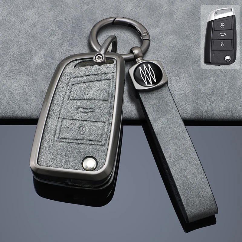 

Zinc Alloy + Leather Car Key Case Fob for Volkswagen VW Golf 7 MK7 Passat Tiguan for Seat Leon Ibiza Ateca Altea Skoda Octavia