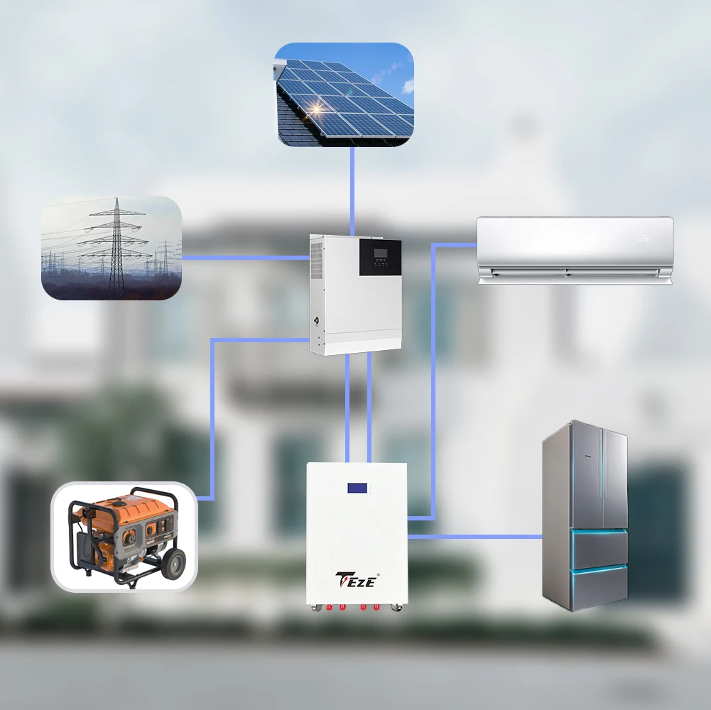 TEZE 48/51.2V 100AH Rechargeable Battery LiFePO4 5KWH Powerwall Built-in BMS CAN/RS485 Energy Storage 6000 Cycles PC Monitor