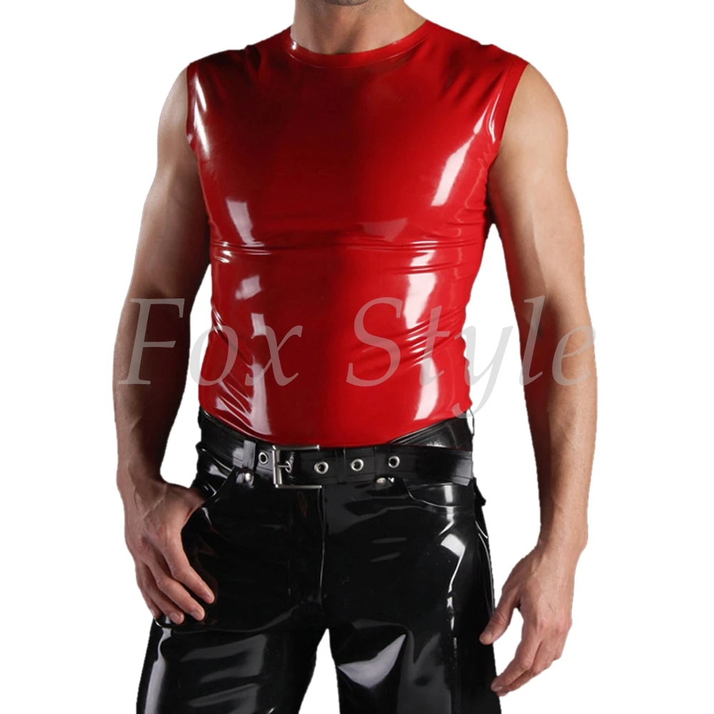 Free shipping Men's latex Sleeveless Tank tops