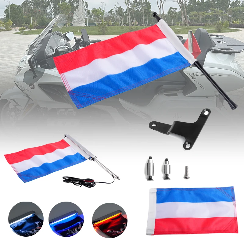 

PANICAL NL Motorcycle Flags Global Banner Fits For Honda Gold Wing GL1800 2018-2023 Tour Trunk Flag Pole Mount Bracket L R