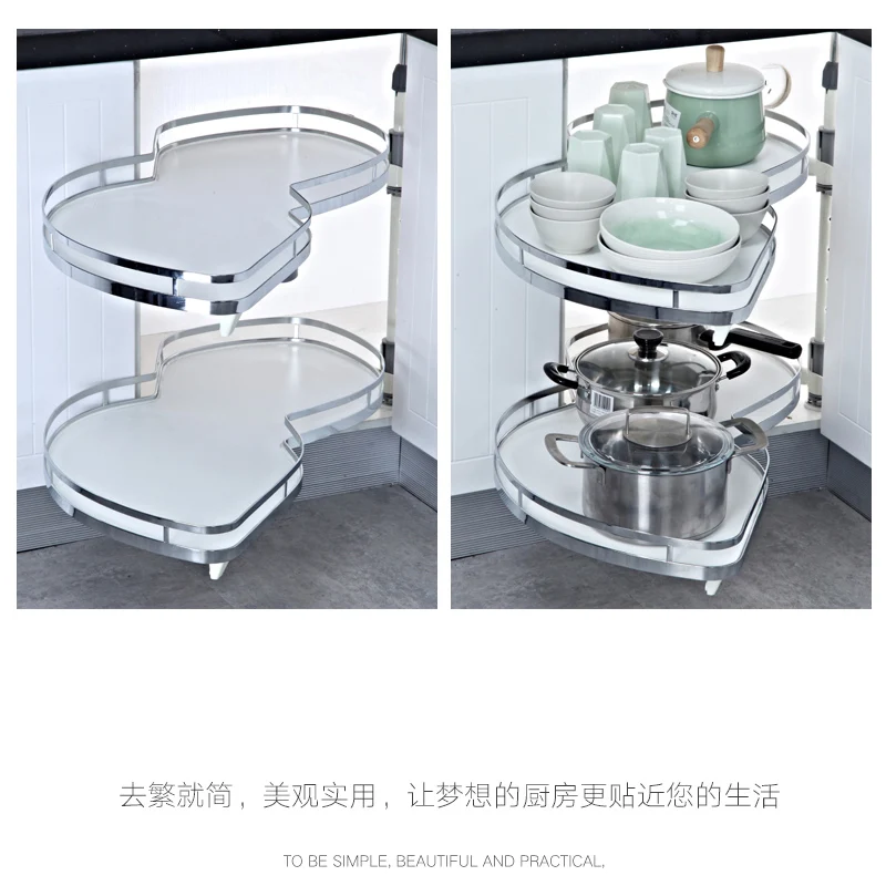 Corner kitchen drawer with built-in multi-functional stainless steel kitchen cabinet storage double-walled UFO shelves