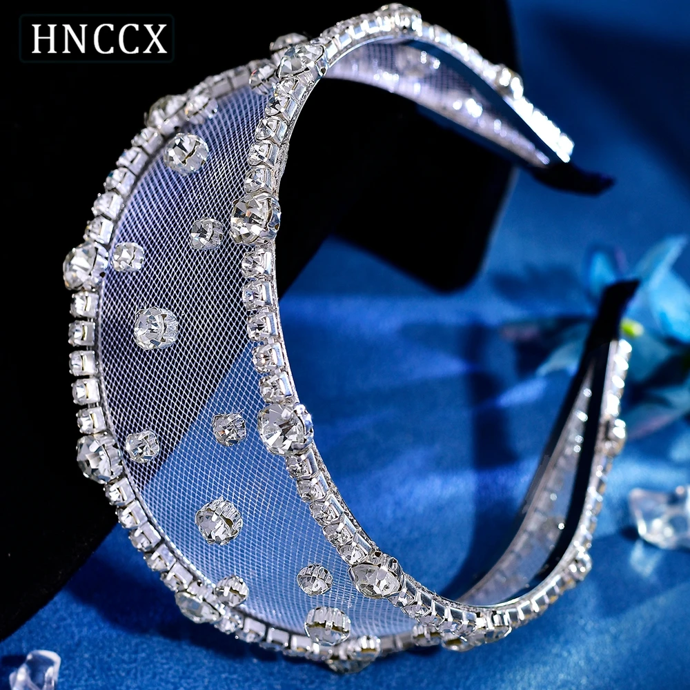 HNCCX Bridal Rhinestone Headband Wedding Bride Wide Mesh Hair Accessories Party Shining Headpiece Banquet Gift Headwear CP808