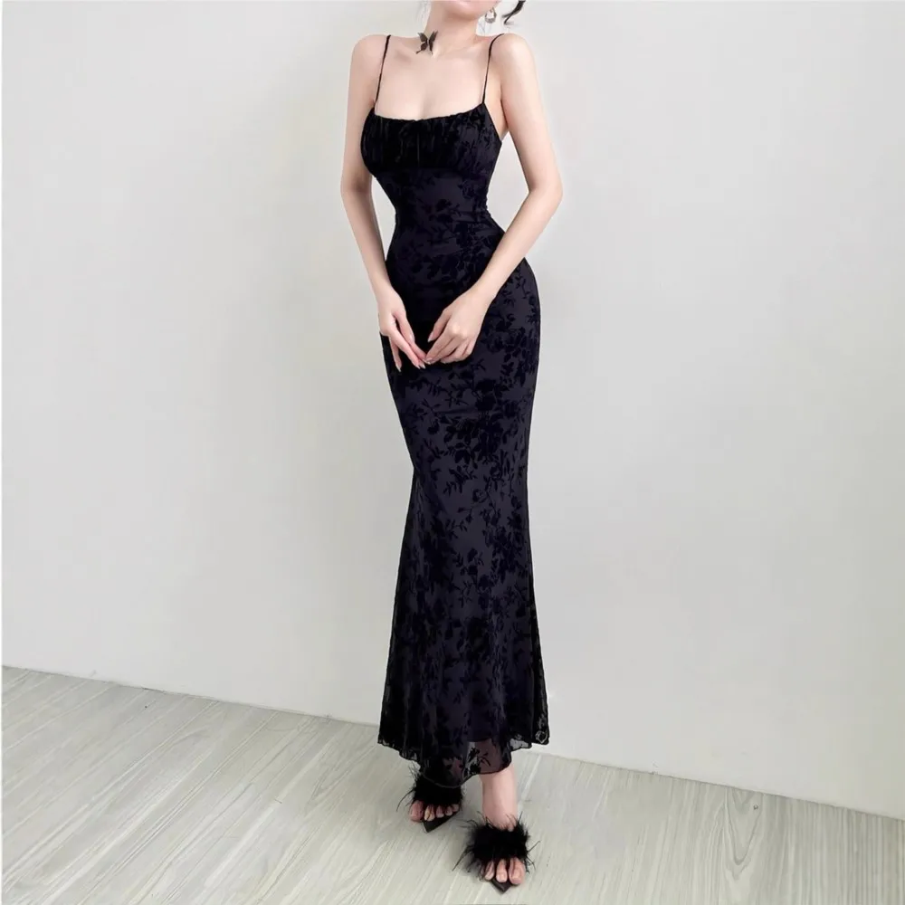 Sukienki na imprezę dla kobiet, seksowne, eleganckie, modne sukienki wieczorowe na bankiet, sukienki na ramiączkach spaghetti, bez pleców, francuskie, dopasowane, modne.