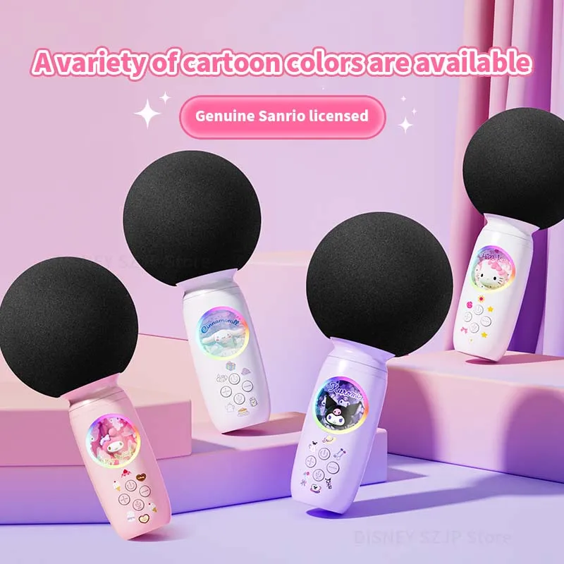 Original Sanrio Hello Kitty Cinnamoroll Kuromi Child Microphone ML03 Cartoon Bluetooth Mike Toy Karaoke Singing Machine Gifts