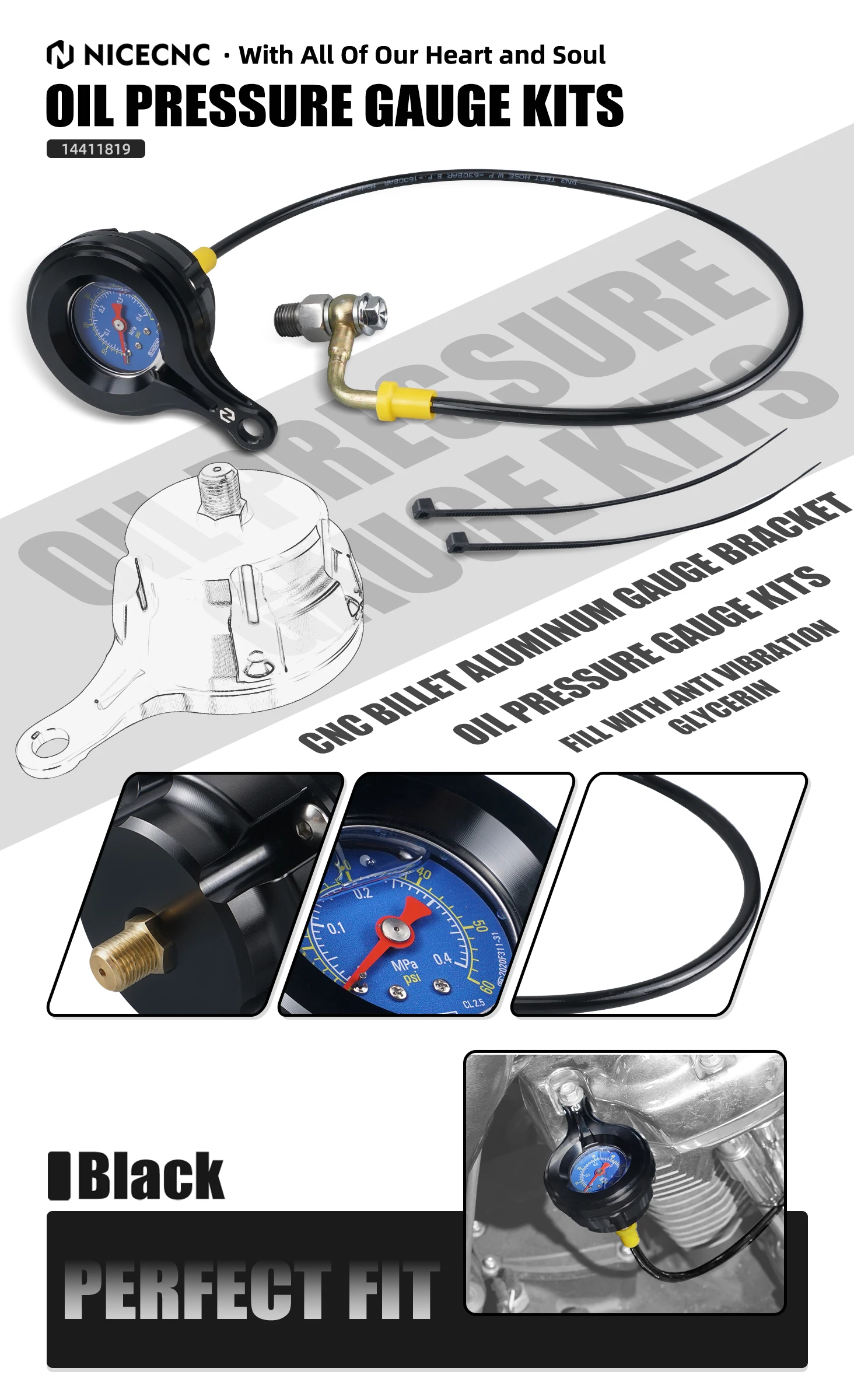 Für Harley Street Glide FLHX / Special Road King FLHR 2017-2024 M8 Öldruckmesser-Kits Electra Glide Tri Glide Ultra Limited – Detail 1