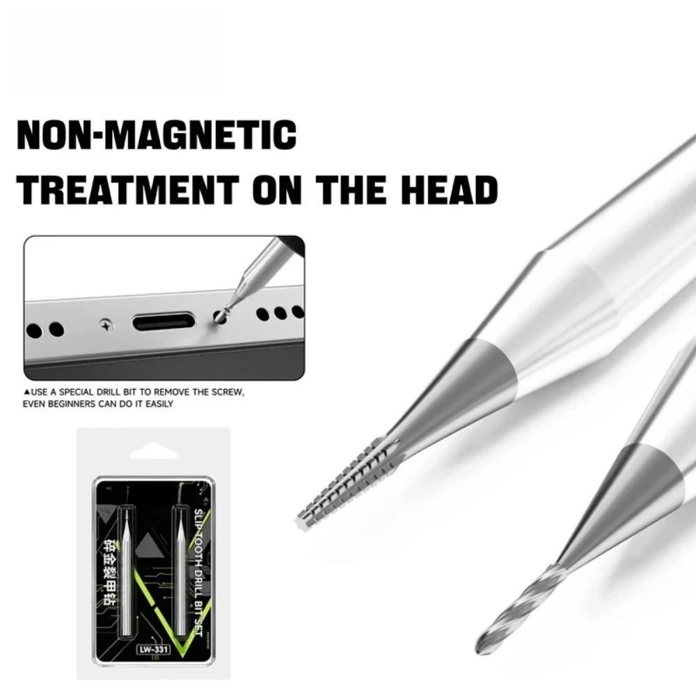 2PCS Screw Extractor Drill Bit Set High Hardness Alloy Stripped Screw Remover for Phone Motherboard Damaged Screw Repair Tools