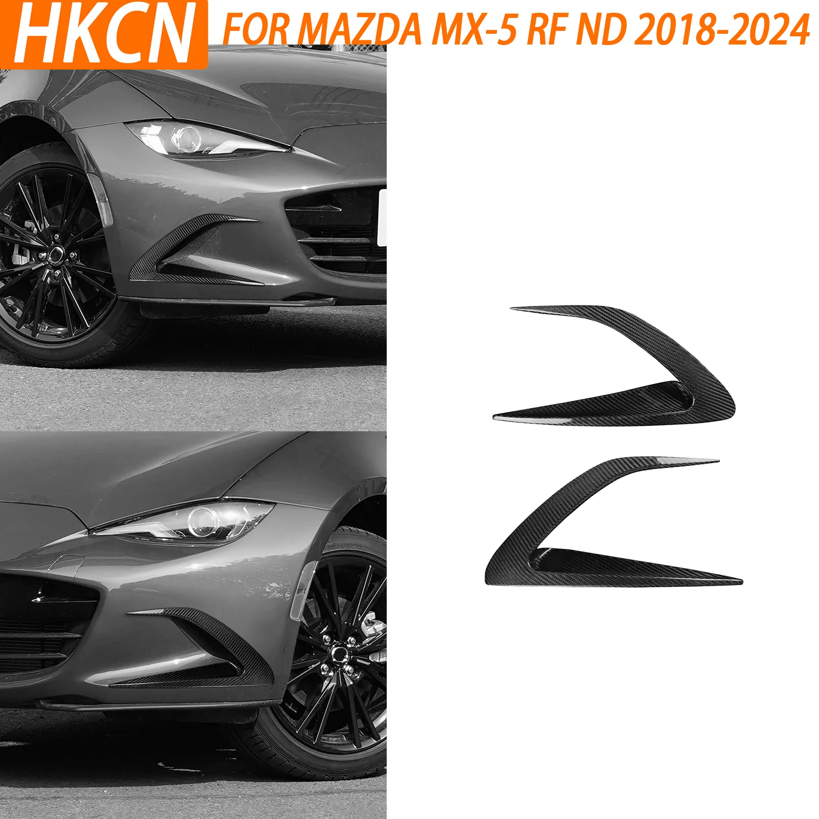 FOR MAZDA MX-5 RF ND 2018-2024 Front Bumper Spoiler Fog Lamp Cover Air Knife Splitter Side Wing Knife Carbon Fiber Car Parts