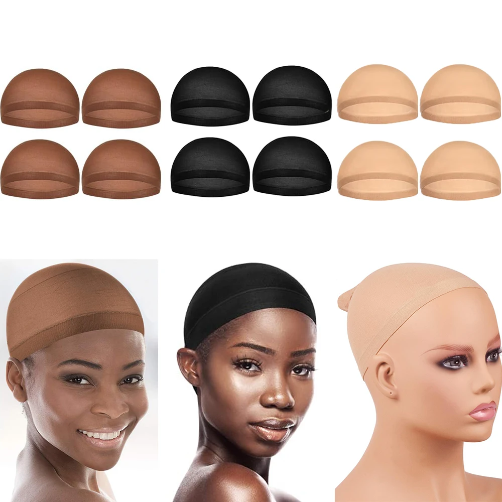 12PCS(6Pack) Brown Red; Black; Light Color Wig Cap Elastic Breathable Invisible Wig Caps Perfect For Professional Use,2pcs/Pack
