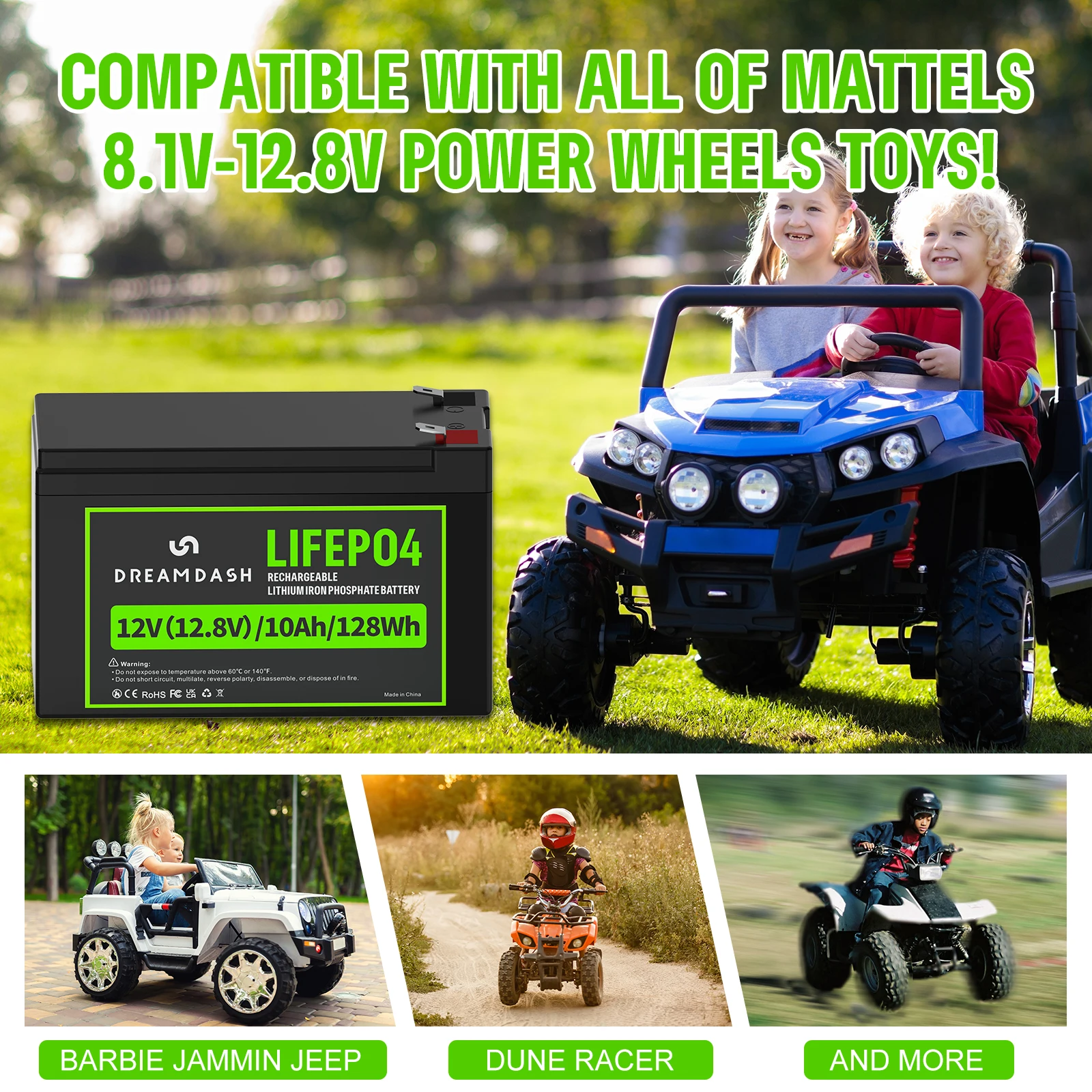 DREAMDASH 6V 6Ah 12V 7Ah 12V 10Ah LiFePO4-Akku mit integriertem BMS, wiederaufladbarer Lithium-Eisenphosphat-Akku für Wohnmobile, Golfwagen, Solaranlagen, Trolling-Motoren, Boote und Kinderfahrzeuge, Versand aus den USA, Großbritannien und Polen. – Detail 31