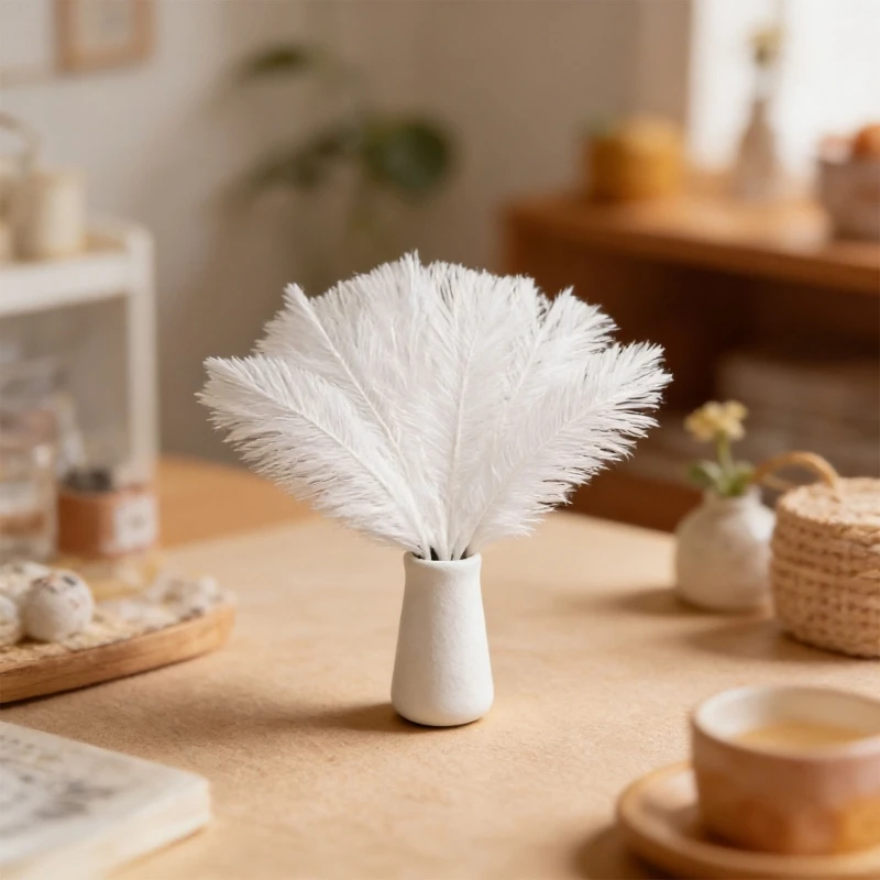 Flower Artificial Pampas Grass 22inch Tall White Stems Perfect For Party Decorations And Photography Props high quality view 3