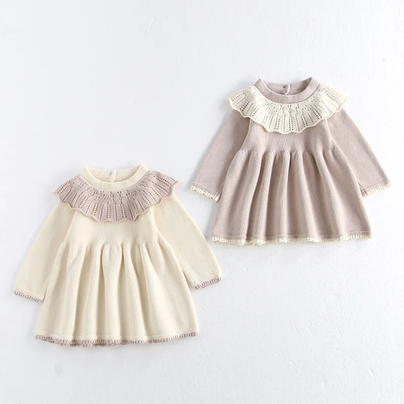 

‌2025 Autumn Girls Princess Dress Knitted Dresses Sweet Cute Toddler Outfit 1-5 Years Long Sleeve Knitwear Baby Girl Princess
