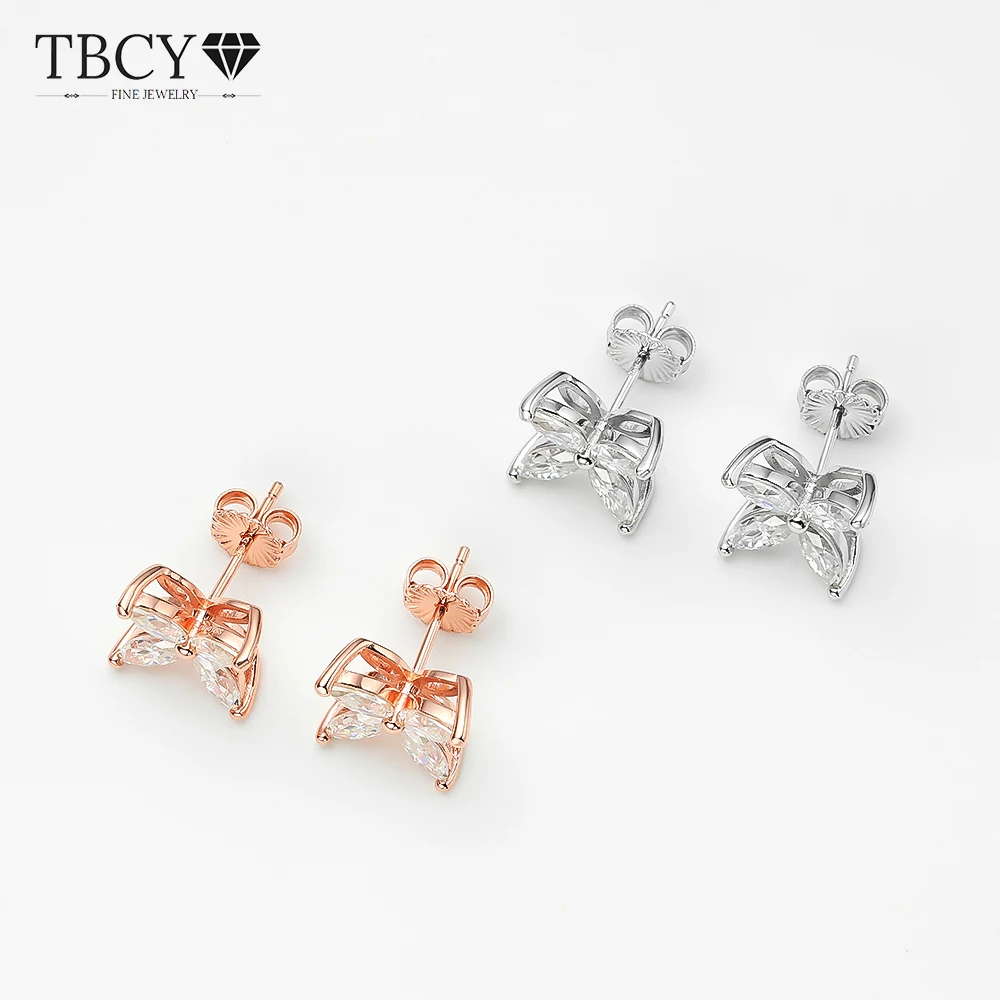 Kolczyki sztyfty i naszyjnik TBCYD Clover Horse Eye 3x6mm z moissanitem dla kobiet, srebro próby S925, diamenty markiza w kolorze D, kolczyki i zawieszki.