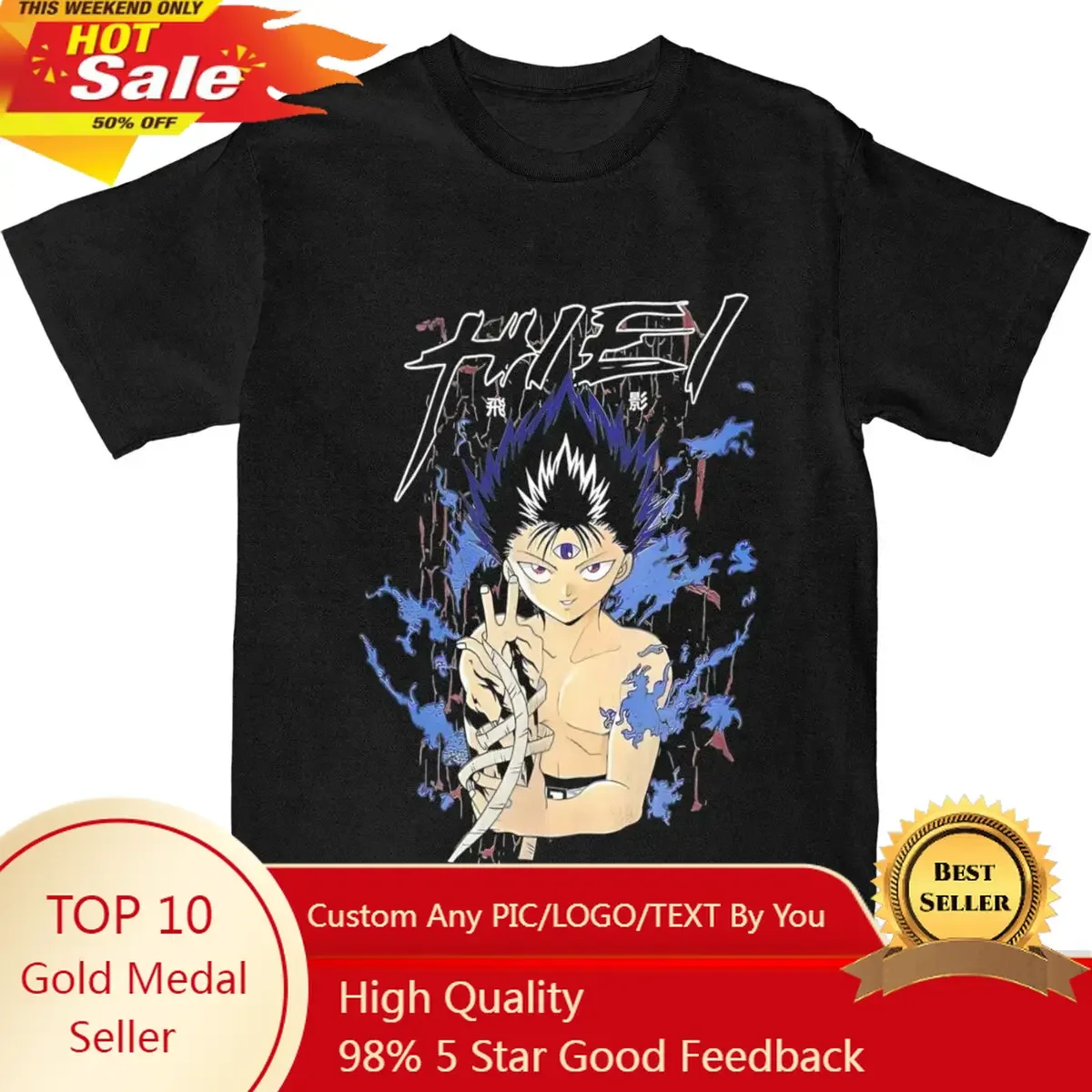 

Men Women's Yu Yu Hakusho Hiei Shirt Apparel Awesome Pure Cotton T Shirt Top Tee Clothes Original