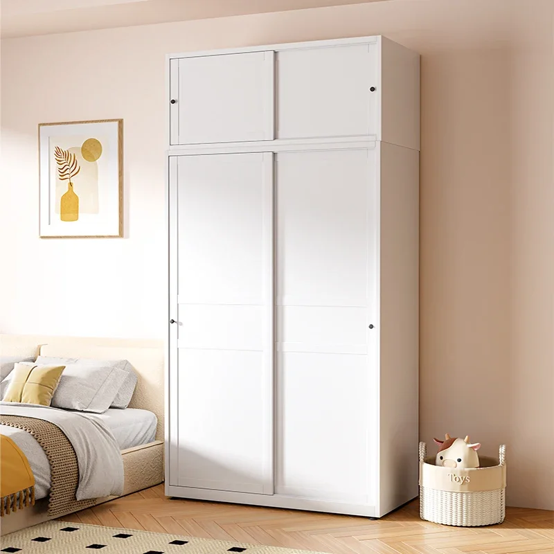 Nordic Quiet Aesthetic Wardrobes Orgnizer Women White Bedroom Wardrobes Sliding Door Metal Kleiderschrank Furniture Home
