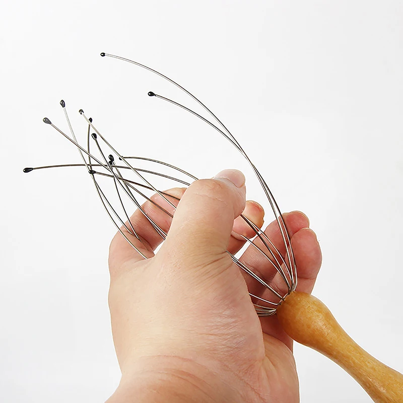 

Массажер для головы осьминога с деревянной ручкой, релаксация кожи головы, массажер для тела, скребок, снимает напряжение, инструменты для ухода за здоровьем